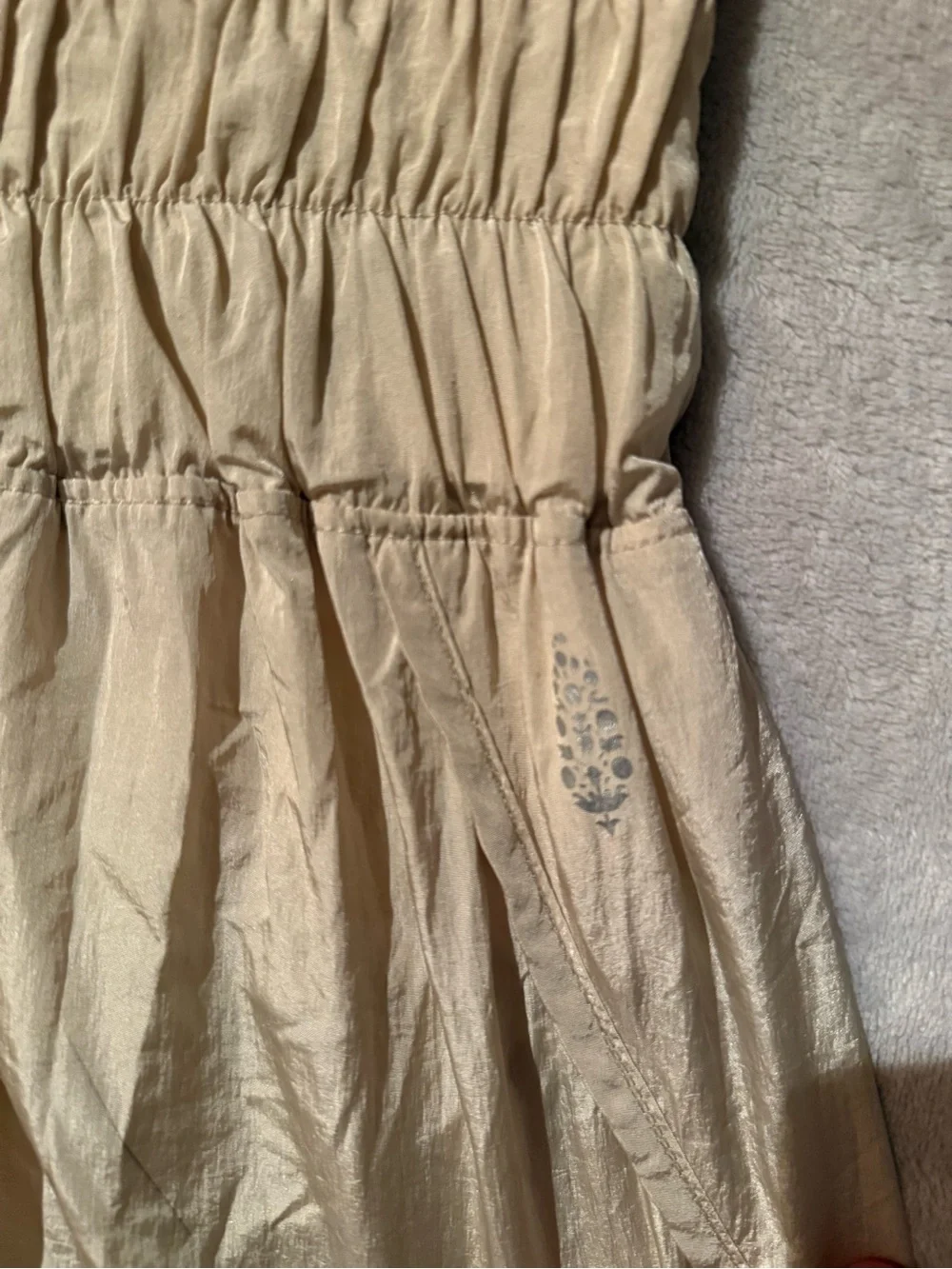 Free People Beige Smocked Waist Athletic Shorts